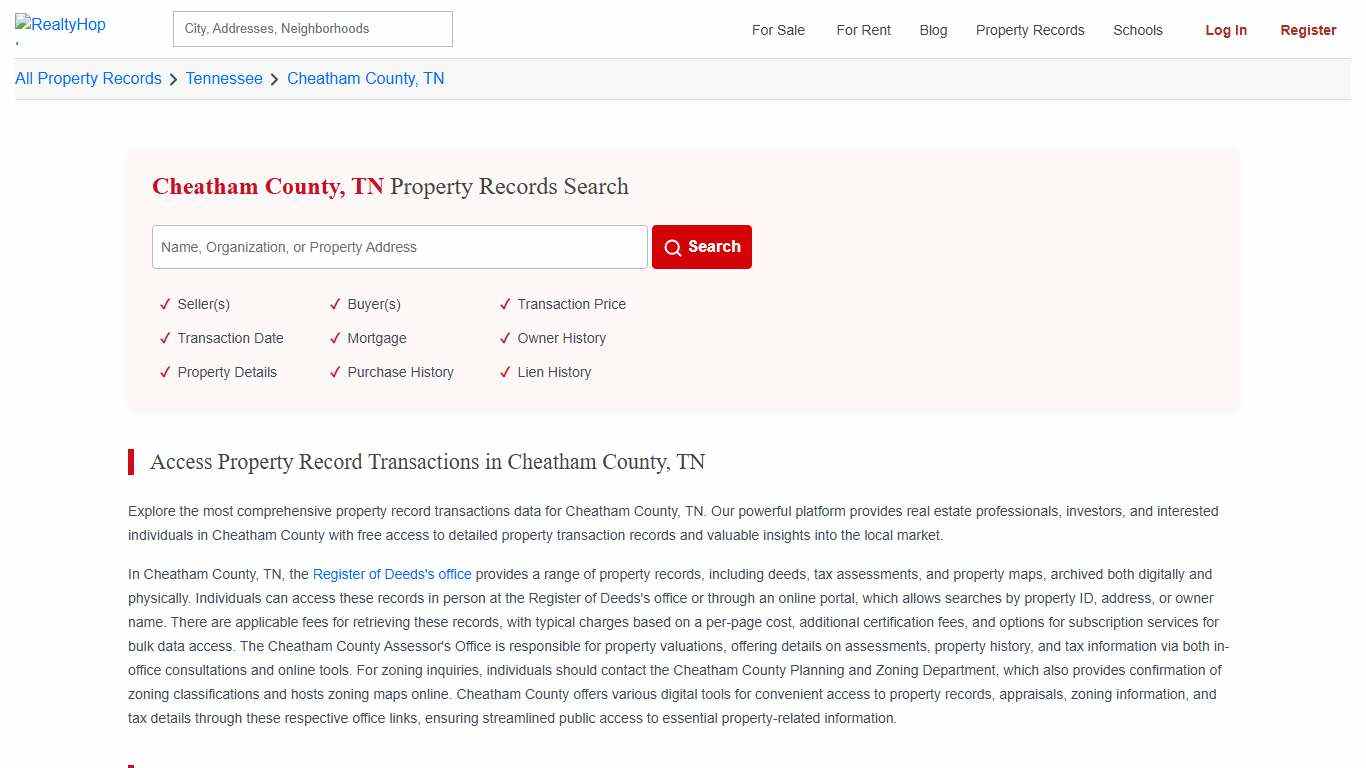 Cheatham County, TN Property Records Owner Search, Mortgage Liens & Transaction History RealtyHop